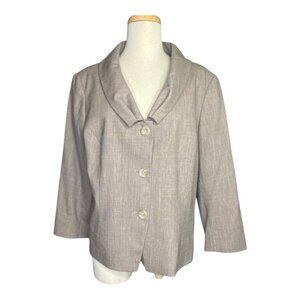 Lafayette 148 New York Womens Blazer Jacket Size 16 Virgin Wool Blend Beige